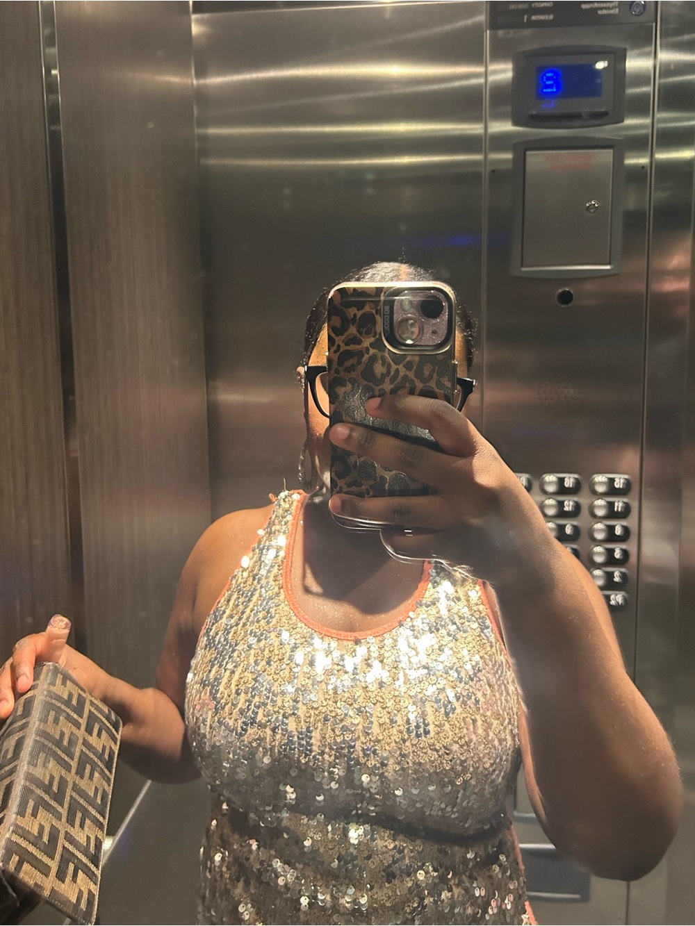 Secia Coral Back Sequin Tank Top with Shimmer Front
